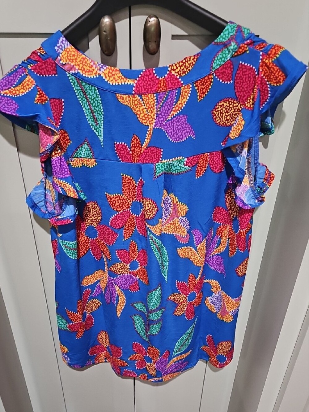 Dear Scarlett Blue Floral Ruffle-Sleeve Top - Picture 5 of 5